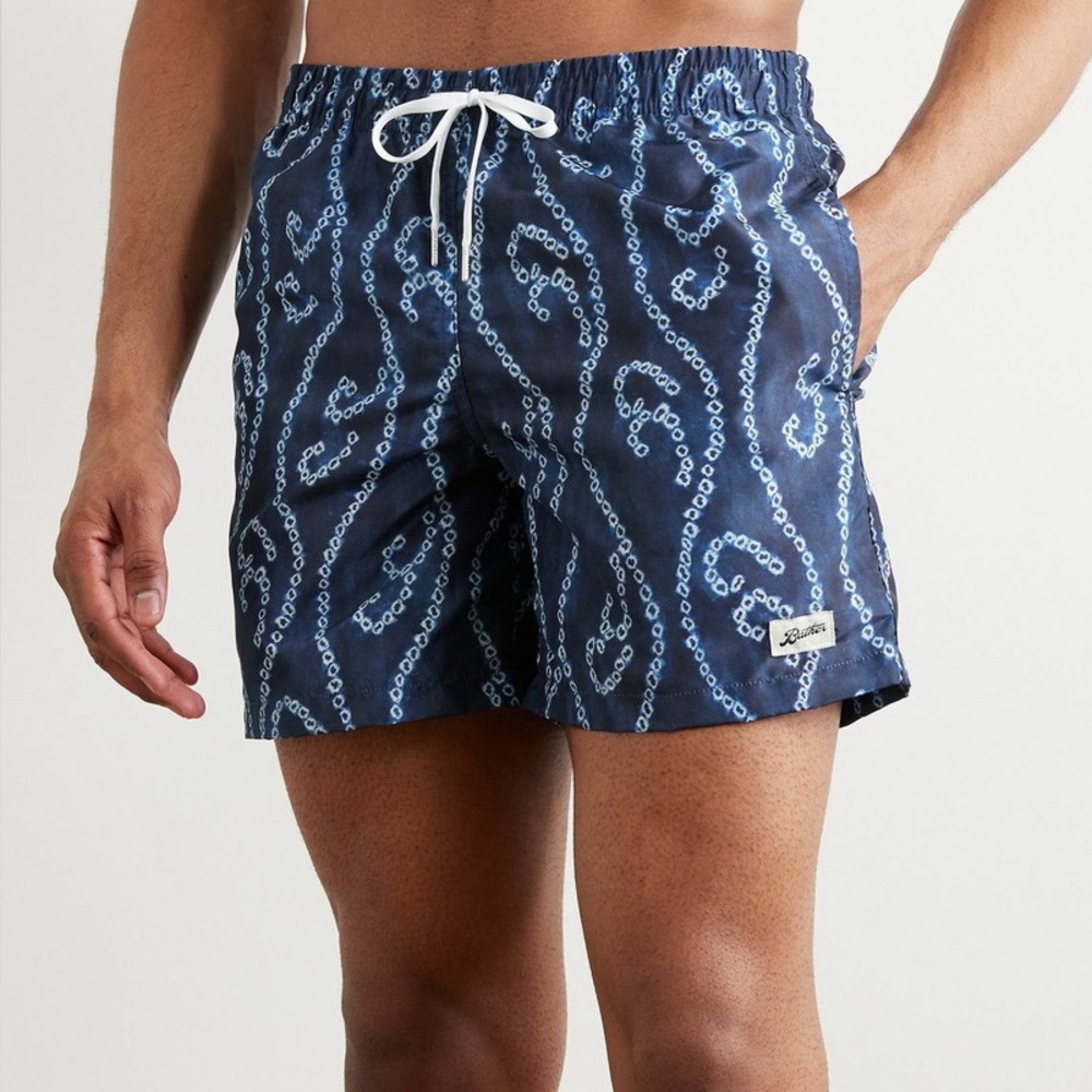 NWT Bather Green Printed Swim Trunks - Size M